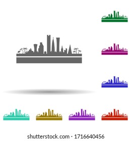 Icono de varios colores en el horizonte de Qatar. Glifo simple, vector plano de las ciudades iconos para ui y ux, sitio web o aplicación móvil