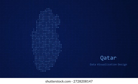 Mapa Digital do Catar formado com uns e zeros para o design de visualização de dados