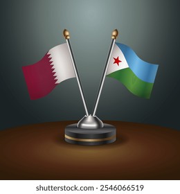 Tabela do Catar e do Djibuti sinaliza relação com fundo de gradiente. Ilustração de vetor
