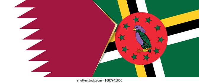 Qatar and Dominica flags, two vector flags symbol of relationship or confrontation.