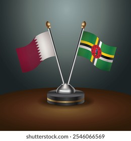 A tabela Catar e Dominica sinaliza a relação com o plano de fundo de gradiente. Ilustração de vetor