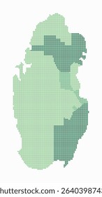 Qatar dotted map. Digital style map of the country on a white background. Qatar shape with square dots. Colored dots style. Small-sized squares. Trending vector illustration.