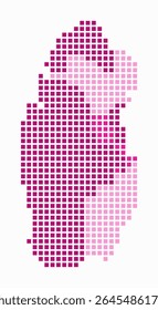 Qatar dotted map. Digital style map of the country on white background. Qatar shape with square dots. Colored dots style. Large size squares. Trending vector illustration.