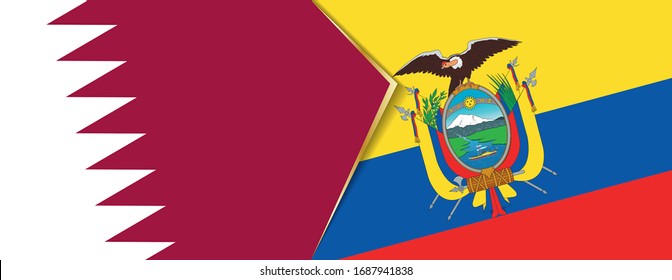 Qatar and Ecuador flags, two vector flags symbol of relationship or confrontation.