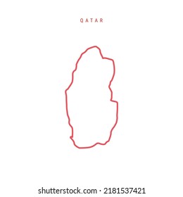 Qatar editable outline map. Qatari red border. Country name. Adjust line weight. Change to any color. Vector illustration.