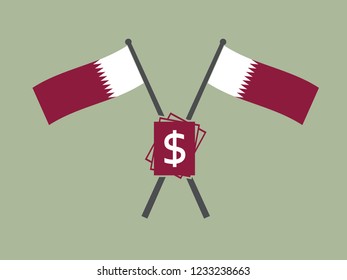 Qatar Emblem Dollar Bills