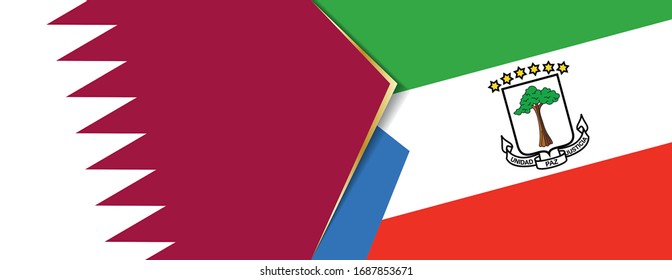 Banderas de Qatar y Guinea Ecuatorial, dos banderas vectoriales símbolo de relación o enfrentamiento.