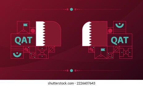 Qatar flag for 2022  world, Qatar football cup tournament. isolated National team flag with geometric elements for 2022 soccer or football Vector illustration.