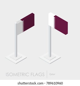 Qatar flag 3d isometric style