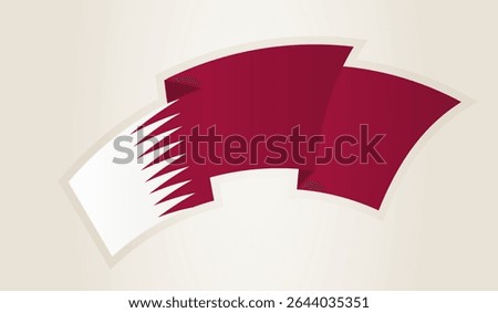 Qatar Flag in Abstract Ribbon Shape, National Symbol of the Qatar. This vector is ideal for use in national events, Independence Day, international sports competitions.