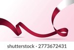 Qatar flag background vector design. Curved ribbon of Qatar flag suit for banner, backdrop, award, certificate and others