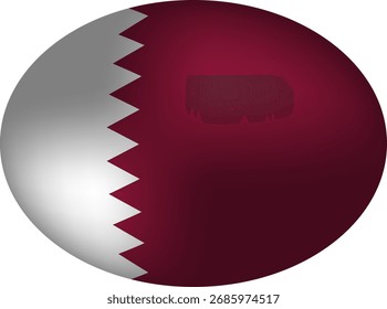 Insignia de la bandera de Qatar - icono oval de la esfera del huevo 3D