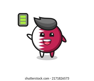 qatar flag badge mascot character with energetic gesture , cute style design for t shirt, sticker, logo element