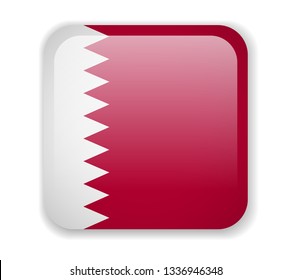 Qatar flag bright square icon. Vector Illustration