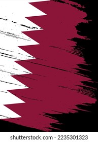 Qatar  flag with brush paint textured  on  white background