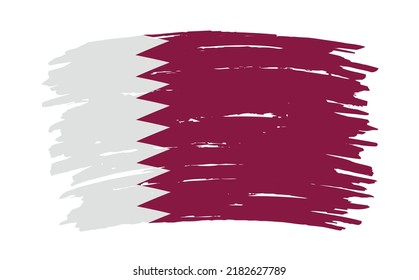 Qatar flag in brush stroke background.