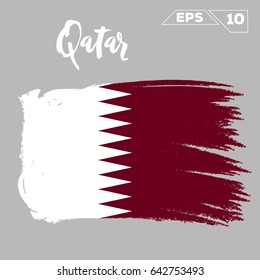 Qatar flag brush strokes painted vector illustration