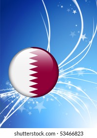 Qatar Flag Button on Abstract Light Background Original Illustration