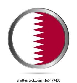 Qatar flag button on a white background. Vector illustration.