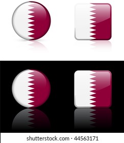 Qatar Flag Buttons on White and Black Background Original Vector Illustration AI8 Compatible