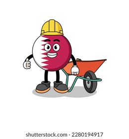qatar flag cartoon as a contractor , character design