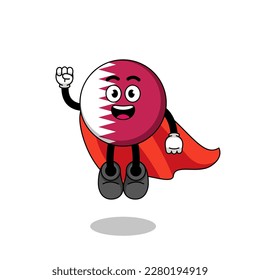qatar flag cartoon with flying superhero , character design