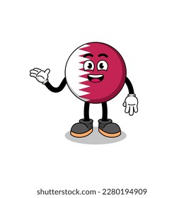 qatar flag cartoon with welcome pose , character design