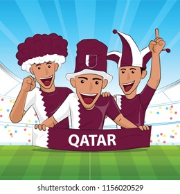 qatar Flag. Cheer football support Vector illustration.