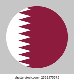 Qatar flag, circle frame, round icon