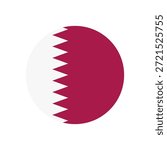 Qatar Flag Circle Icon Isolated on White Background. National Symbol. Vector Illustration