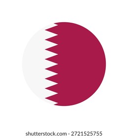 Icono del círculo de la bandera de Qatar aislado en el fondo blanco. Símbolo nacional. Ilustración vectorial