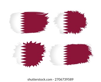 Katar Fahne Kollektion Symbol in Grunge-Stil gesetzt. Die Flagge von Katar in Pinselform für National Day Banner oder Poster Design. Vektorgrafik
