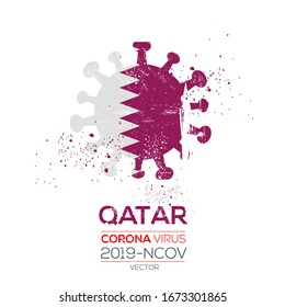 Qatar flag with corona virus Symbol, (2019-nCoV), vector illustration.