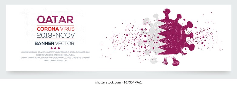 Qatar flag with corona virus Symbol, (2019-nCoV), vector illustration.