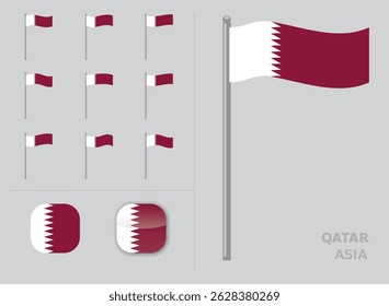 Qatar Flag Country Waving Animation App Icon Vector