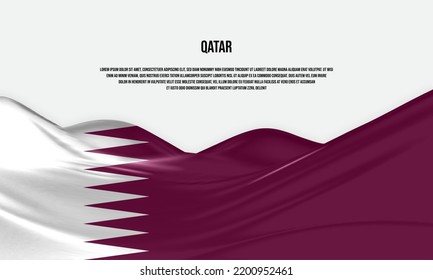 Qatar flag design. Waving Qatar flag made of satin or silk fabric. Vector Illustration.