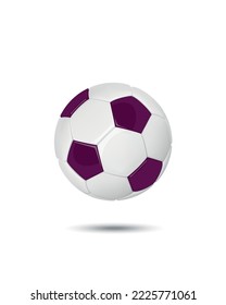 Qatar flag edition football or soccer ball with purple color, on isolated background.