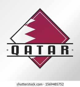 Qatar Flag Emblema. Vector Design National. Illustration Country Symbol. Insignia Banner Logo.
