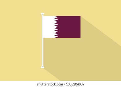 Qatar Flag with flagpole,vector illustration