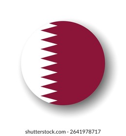 Qatar flag - flat vector circle icon or badge with dropped shadow.