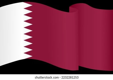 Qatar flag flying on white background