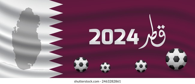 Qatar Flag with Football Background Banner