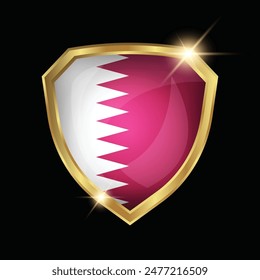 Qatar Flag Golden Shield Logo