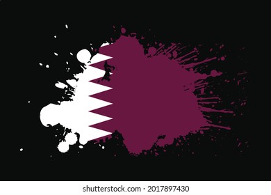 Qatar Flag With Grunge Effect Design. It will be used t-shirt graphics, print, poster and Background.