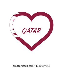 Qatar flag in heart. I love my country. sign. Stock vector illustration isolated on white background.