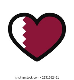 Qatar flag in heart outline vector.