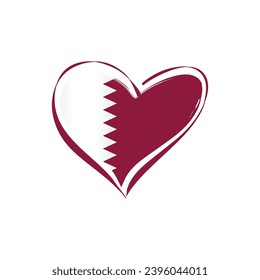 Qatar flag with a heart shape, isolated on a white background for Qatar Independence Day. Vector illustration.
