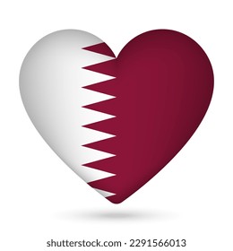 Qatar flag in heart shape. Vector illustration.