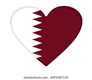 Qatar flag heart shaped. vector