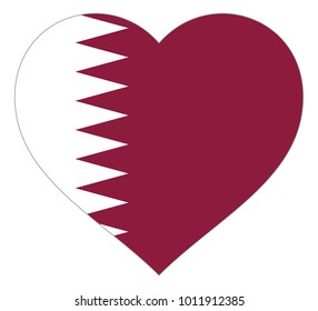 qatar flag in heart vector illustration sign. Flag of qatar in the shape of Heart with contrasting contour, symbol of love for his country or valentine day, patriotism.